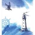 thumbnail image 3 of Ambesonne Lighthouse Duvet Cover Set, Handdrawn Art Anchor, King, Blue and White, 3 of 6