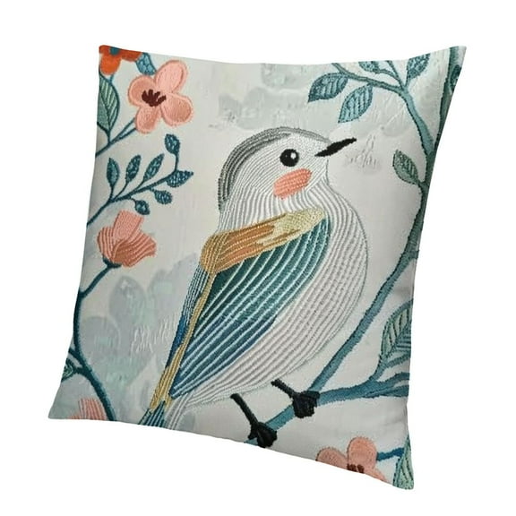 BANET Cute Bird Embroidered Throw Pillow Covers, Decorative Pillowcase, Covers, Lumbar Pillow for 12x12in