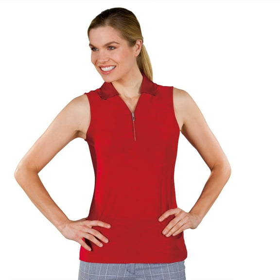 Monterey Club Ladies Solid Texture Sleeveless Sport Golf Polo Shirt #2125