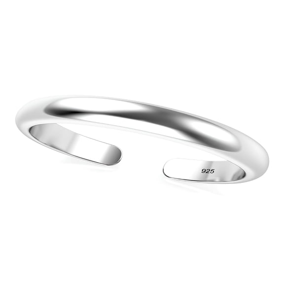 DESIGNICE Sterling Silver 2MM Plain Dome Adjustable Toe Band Ring