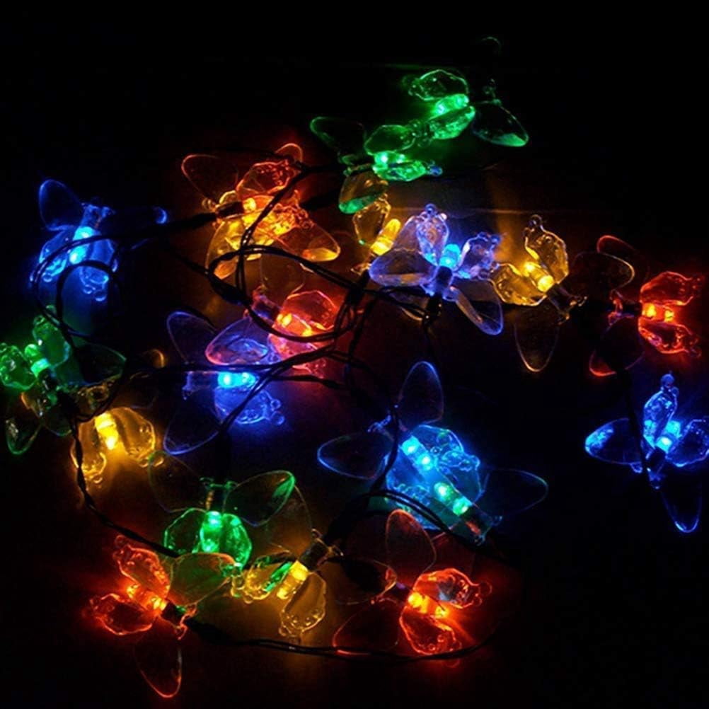 Huiyi Butterfly String Lights, 8m 40LED Outdoor Solar Powered String Light 8Mode Indoor for Lighting for Lawn Patio Wedding Party Decor