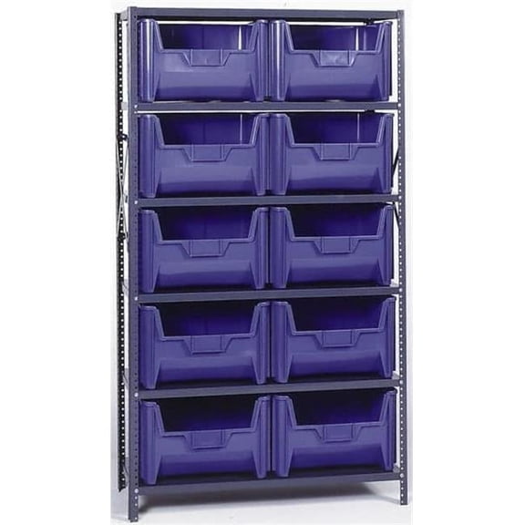 Quantum Storage Systems 752398GY QSBU-700 Shelving with 10 Giant Hopper Bins, Gray - 42 x 18 x 75 in.