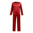thumbnail image 5 of Matching Christmas Pajamas for Family Satin Christmas Pjs Long Sleeve Pullover Holiday Nightwear Top and Pants 2 Piece Set Christmas Family Matching Outfits, 5 of 8