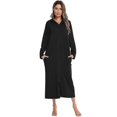 thumbnail image 2 of Womens Zip Up Robe Nightgown Long Hooded Sweatshirt Bathrobe Long Sleeve Housecoat Lounger With Pockets, 2 of 4