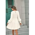 thumbnail image 4 of Robe Mini Décontractée à Manches Longues Smockée Col Rond Taille Élastique Fluide pour Femmes 2023, 4 of 6