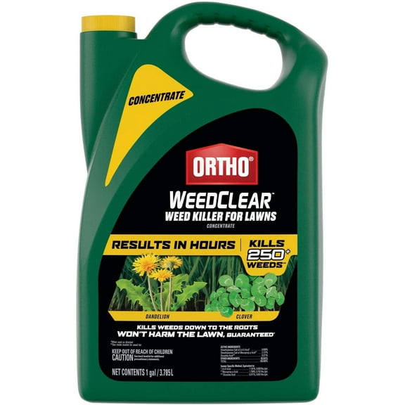 Ortho WeedClear Weed Killer for Lawns Concentrate: Treats up to 64,000 sq. ft., Won't Harm Grass When Used as Directed, Kills Dandelion & Clover, 1 gal.