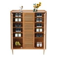 thumbnail image 6 of 7-Tier Brown Entryway Bamboo Shoe Rack Organizer 3-Door Shoe Cabinet Density Board for Foyer, Entrance, 6 of 24