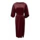 thumbnail image 4 of 2025 Vestido elegante de color liso para mujer con cintura alta, mangas murciélago, estilo informal, mezcla de poliéster, vestido de fiesta para todas las estaciones, 4 of 4