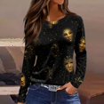 thumbnail image 2 of Mardi Gras Shirts Womens Sequins Sparkly Long Sleeve Tunic Tops Glitter Crew Neck Novelty Graphic Tee Black 3XL, 2 of 6