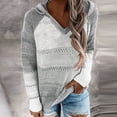 thumbnail image 2 of TINZ Manches Longues Blouse Chandail Hauts à Capuche Patchwork Mode Décontractée Col en V sous-Vêtements Thermiques pour Femmes Hauts Thermiques Manches Longues avec Design Manches Longues Thermiques pour Femmes, 2 of 5
