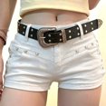 thumbnail image 4 of Hmhnsya Women Y2k Gothic Low Waist Rivet Denim Shorts With Belt, 4 of 5