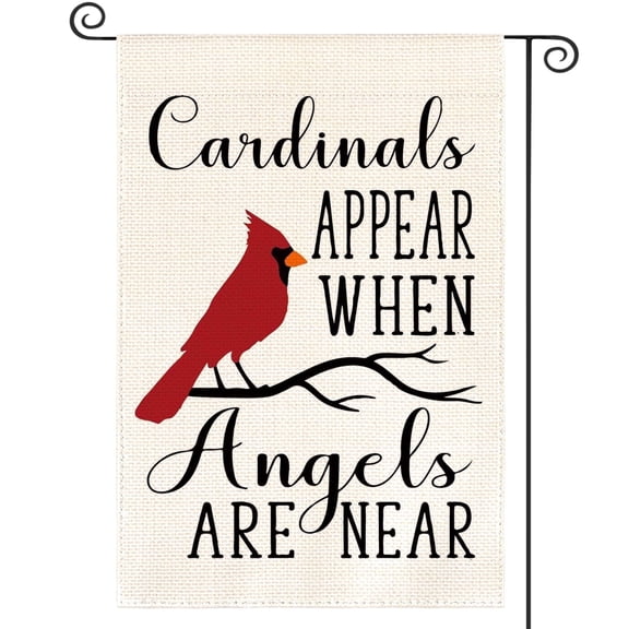 Sm:)e 12" x 18" Polyester Memorial Garden Flag, Double-Sided Cardinal Appear When Angels Are Here Outdoor Decoration