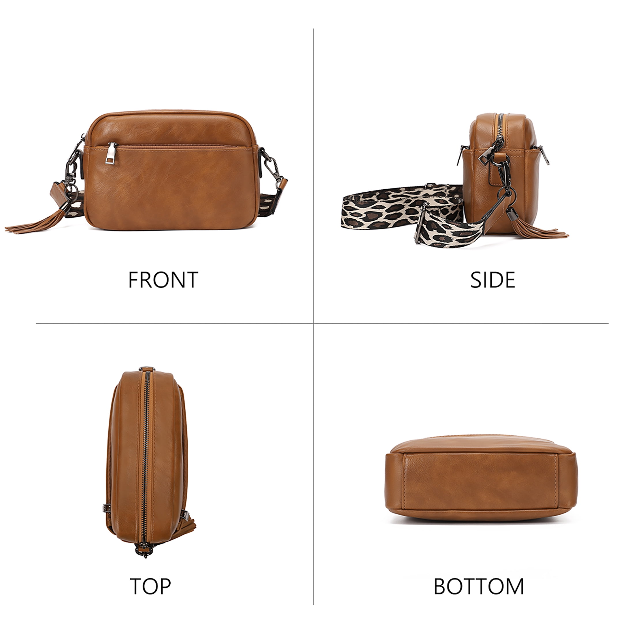 KL928 Small Crossbody Bag for Women Soft FAUX Leather Cell Phone Purse Wallet Purse with Wide Strap(Yellowish Brown)