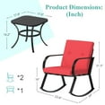 thumbnail image 6 of LACOO 3 Pieces Patio Rocking Chairs Outdoor Furniture Conversation Set Black Metal Bistro Set with Red Thick Cushions, 6 of 7