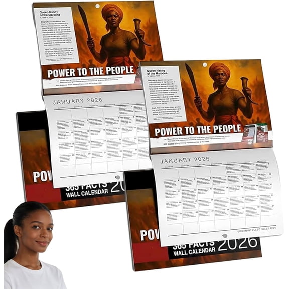 Black History Calendar 2026, 2026 Power to the People 365 Facts Calendar, Educational Inspirational Gift for History Enthusiasts, Classroom & Home Decor (2Pc)