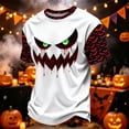 thumbnail image 3 of IAJDKMEK Men's Halloween Corduroy T-Shirt - Short Sleeve Round Neck Letter Print, Casual Shirts for Men, Lightweight Graphic Tee for Daily & Party,White 2XL, 3 of 8