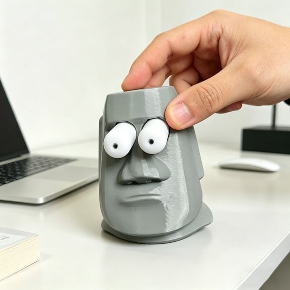 Funny Moai Statue Fidget Toy, Moai Stress Relief Toy, Desk Decor Cute Anxiety Relief Toy (1PC, Gray)