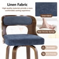thumbnail image 3 of ClinQ 26 inch Swivel Bar Stools Set of 3, Counter Height Bar Chairs with Walnut Legs and Silver Ring Footrest, Upholstered Linen Fabric, Navy, 3 of 11