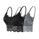 thumbnail image 1 of 2 piezas de sujetador de encaje con tirantes sólidos para mujer, ropa interior de poliéster con huecos, 1 of 1