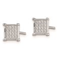 thumbnail image 2 of Auriga Fine Jewelry 925 Sterling Silver Rhodium-plated CZ Square Post Stud Earrings for Women, 2 of 6