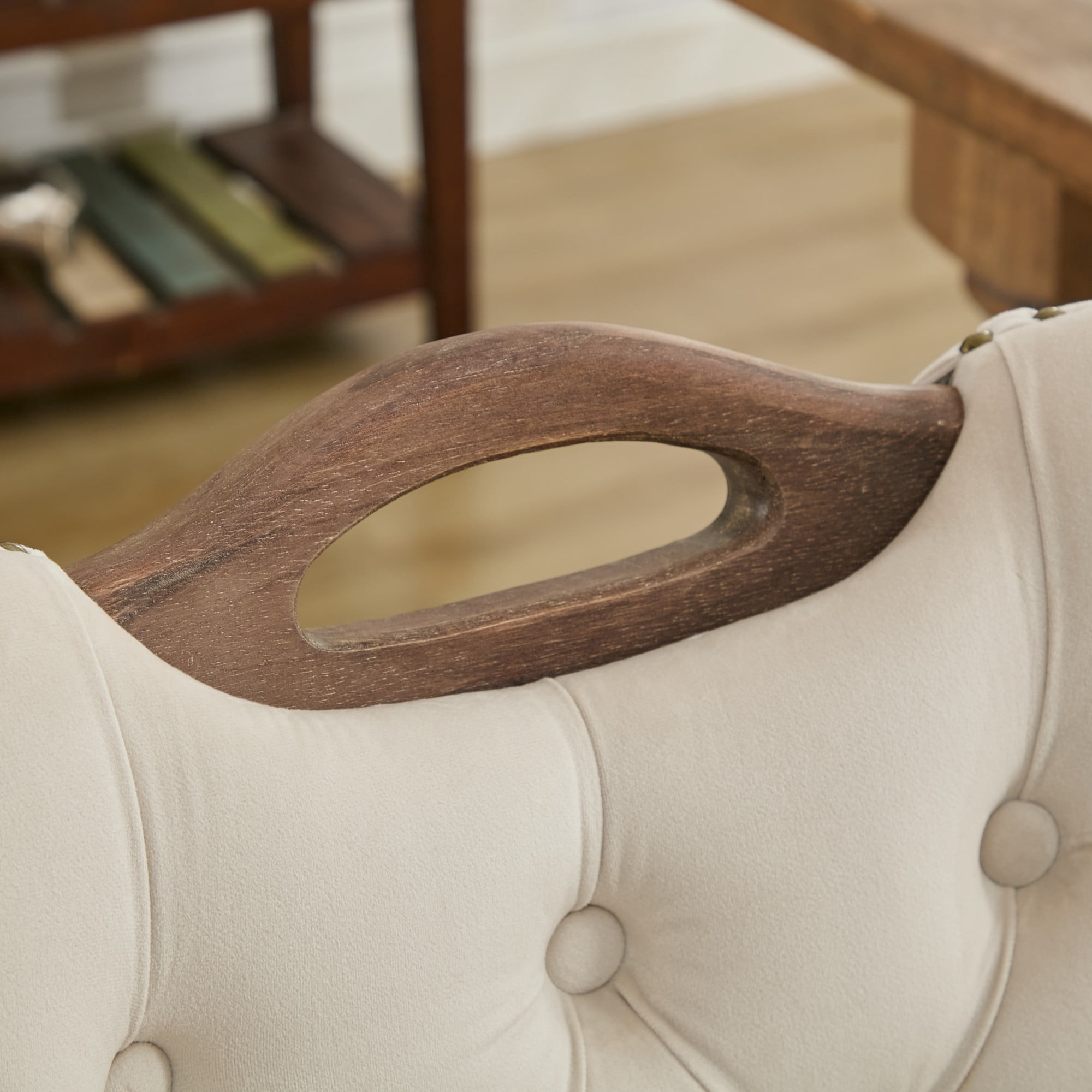 Garitin Dining Chair Set of 2 and Velvet Upholstered Side Chairs, Hand Tufted Seating with Solid Wood Legs for Dining Room, Beige