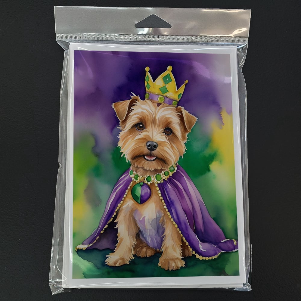 Norfolk Terrier King of Mardi Gras Greeting Cards Pack of 8 7 in x 5 in