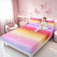 thumbnail image 3 of Homewish Glitter Stars Bed Sheets for Girls, Rainbow Galaxy Full Size Sheets, Purple Red Gold, 4 Pieces (1 Flat Sheet, 1 Fitted Sheet and 2 Pillowcases), 3 of 6