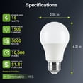 thumbnail image 2 of Green Watt A19 LED Light Bulb, 15 Watts (100W Equivalent) Daylight, E26 Base, Dimmable (4-Pack), 2 of 7