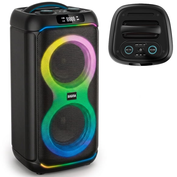 Bocina Bluetooth 800W Con Luces LED USB Micro SD AUX Radio FM Portátil 12h Enlaza 2 Dispositivos Carga Tipo C Signa Sound Blast