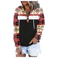 thumbnail image 1 of Sudaderas con capucha para mujer, sudadera con capucha azteca para mujer, suéter con estampado geométrico, camiseta de manga larga con cuello de tortuga, jersey con cordón, sudaderas con bolsillo Fridja fhghd3034, 1 of 7