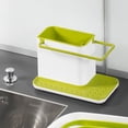 thumbnail image 3 of Organizador/almacenamiento para fregadero con escurridor integrado, soporte para esponja, cepillo, líquido lavavajillas y paño de cocina, extraíble, tamaño normal, Verde, 3 of 5