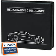 CANOPUS Registration and Insurance Card Holder, Wallet for Auto, Trailer, Truck - 2 Pack with EZ Pass Mounting Kit, Ez Pass Strips