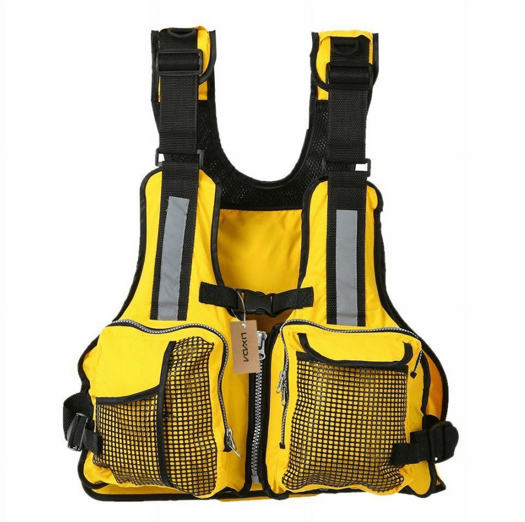 Adult Fishing Life Jacket Kayak Life Vest Sailing Swimming Buoyancy Aid Waistcoat with Multi-Pockets and Reflective Stripe