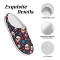thumbnail image 5 of Rateoe Skull red flower blue Print Women's Men's Cotton Knit Slippers Lightweight Memory Foam Indoor House Shoes with Anti-Skid Sole-44/45, 5 of 7