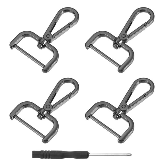 Uxcell 4Pack Swivel Clasps, 1.25" D Ring Detachable Snap Hook with Screwdriver, Black