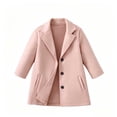 thumbnail image 6 of VEKDONE Girls Wool Blend Peacoat Single Breasted Lapel Mid Long Trench Coat with Pockets Kids Casual Warm Winter Overcoat Pink,4-5Years, 6 of 9