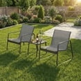 thumbnail image 5 of 3-Piece Outdoor Patio Furniture Set – All-Weather Textilene Conversation Set, Rust-Proof & Space-Saving Balcony Bistro Set with High Weight Capacity, Ergonomic Comfort, Gray, 5 of 6