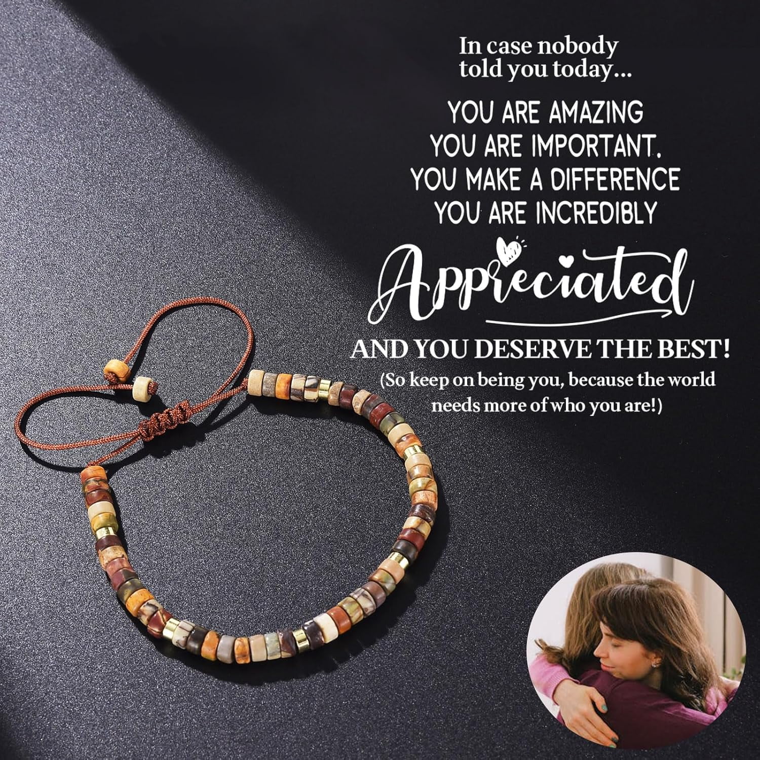 PJRYC Inspirational Gifts Healing Natural Stone Bracelets-Thinking of You,Get Well Soon Encouragement Gifts Strength Bracelets for Women Friends Sister,Christmas Stocking Stuffers Thanksgiving Basket