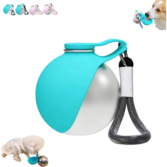2-in-1 Portable Dog Water Bottle with Foldable Bowl, Leak-Proof Stainless Steel Travel Hydration Dispenser for Pets, Compact for Walking, Camping, Daily Use