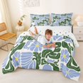 thumbnail image 3 of Homewish Boho Daisy Floral Full Size Comforter Sets,Abstract Artwork Bedding Comforter Set,Blue Green,Polkadot Reversible,3 Pieces,1 Comforter and 2 Pillowcases, 3 of 7