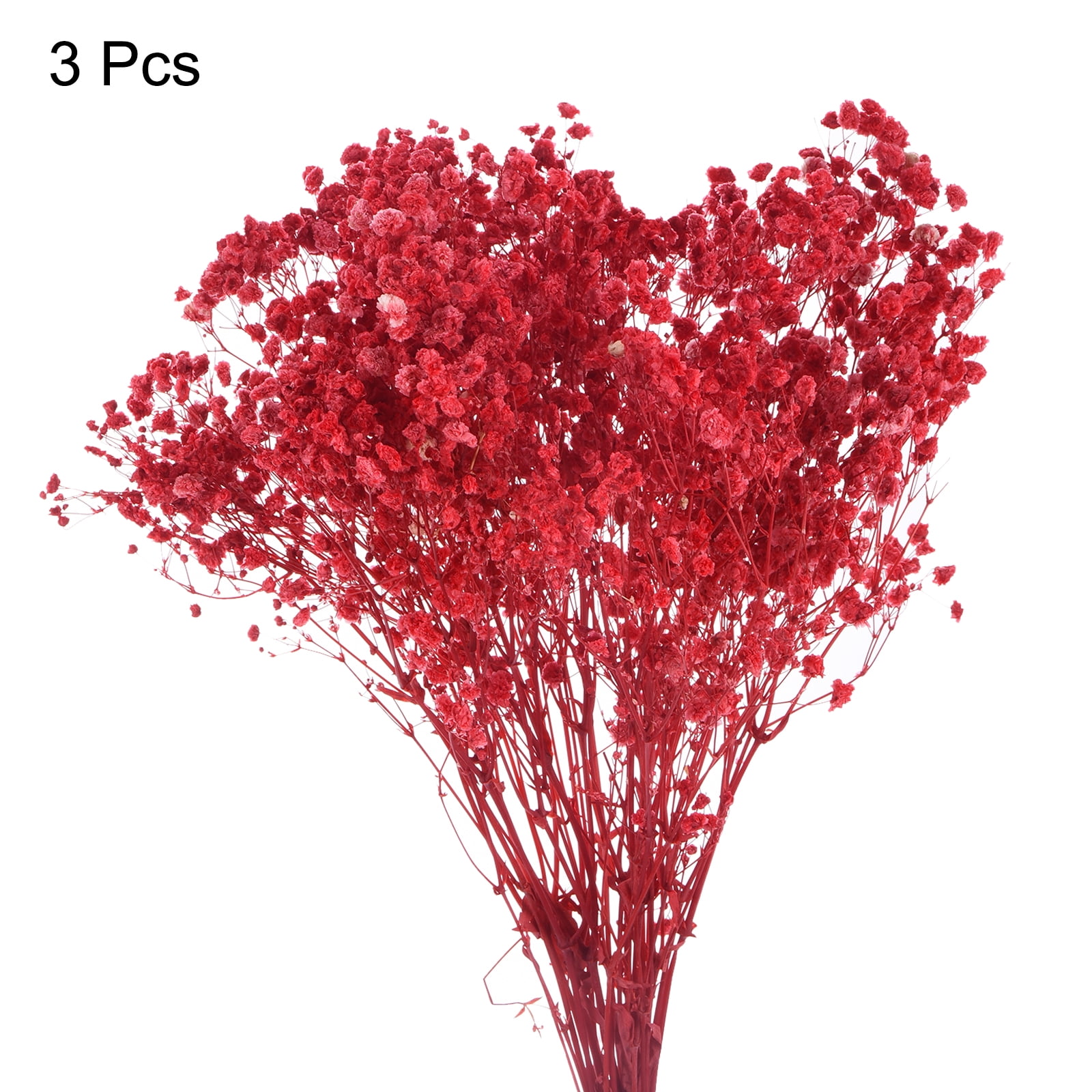 Uxcell Dried Baby's Breath Flowers 17 Inch Gypsophila Red Natural Baby's Breath Branches for Wedding Party Home Decoration 3 Pcs