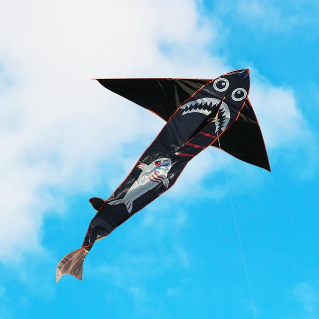 Cometa en forma de tiburón de 71x110 pulgadas Disfrute del tiempo entre padres e hijos para adultos Camping Actividades al aire libre duraderas con Salvador Cometa de dibujos animados