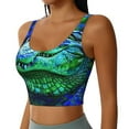thumbnail image 2 of Balery Colorful Stained Glass Crocodile Sujetadores deportivos con espalda cruzada para mujer, acolchados, sin costuras, de alto impacto, ideales para yoga, gimnasio, entrenamiento y fitness.-XX-Large, 2 of 8