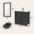 thumbnail image 2 of ChVans Farmhouse Bathroom Vanity with Sink & Faucet & Mirror, 36" Large Bathroom Vanity Cabinet Set with 3 Drawers and Sliding Barn Door, Freestanding Single Bath Storage Vanity Ceramic Sink, 2 of 9