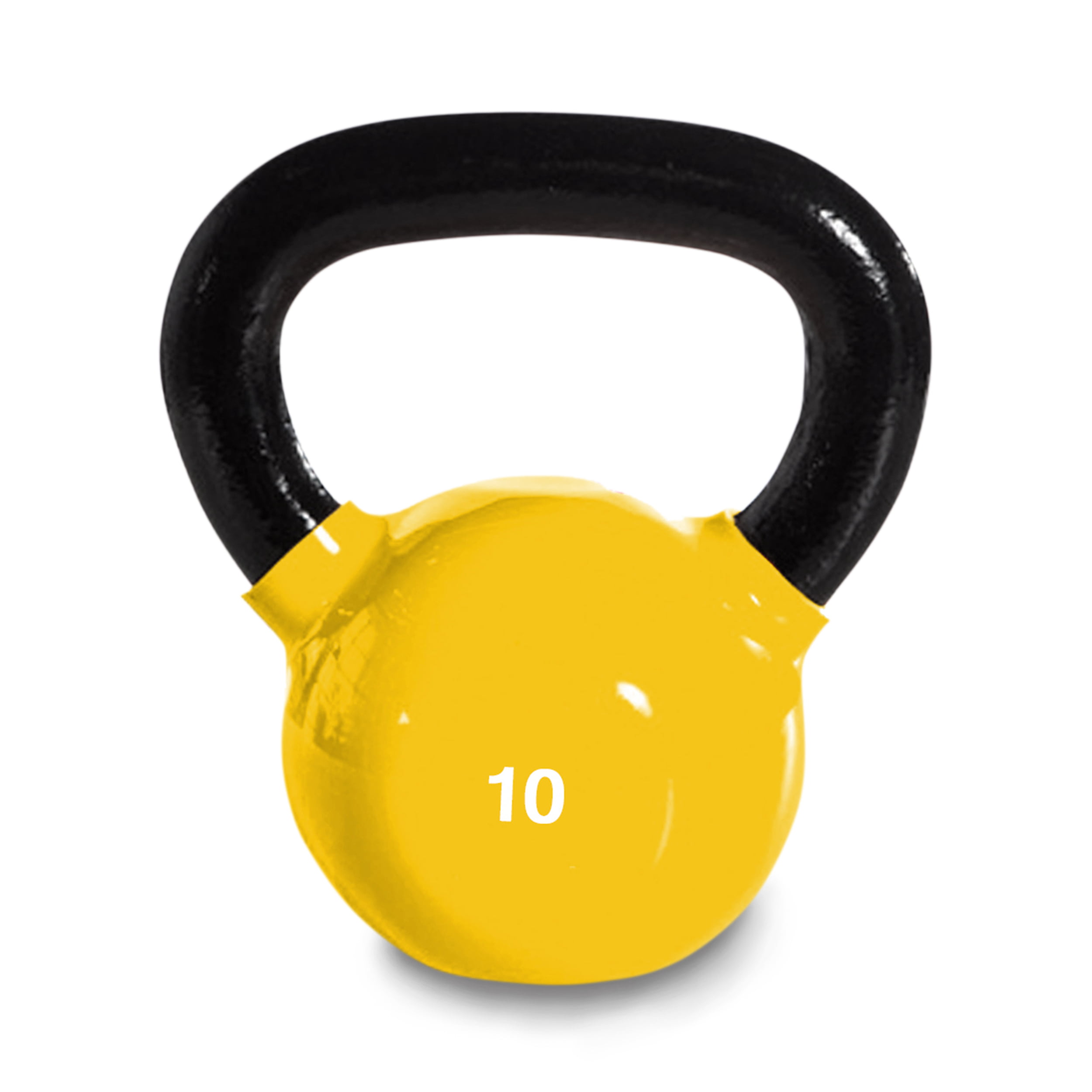 Harvil 10-Pound Yellow Kettlebell Weight with Ergonomically Rounded Handles and Pound Markings. Walmart.com