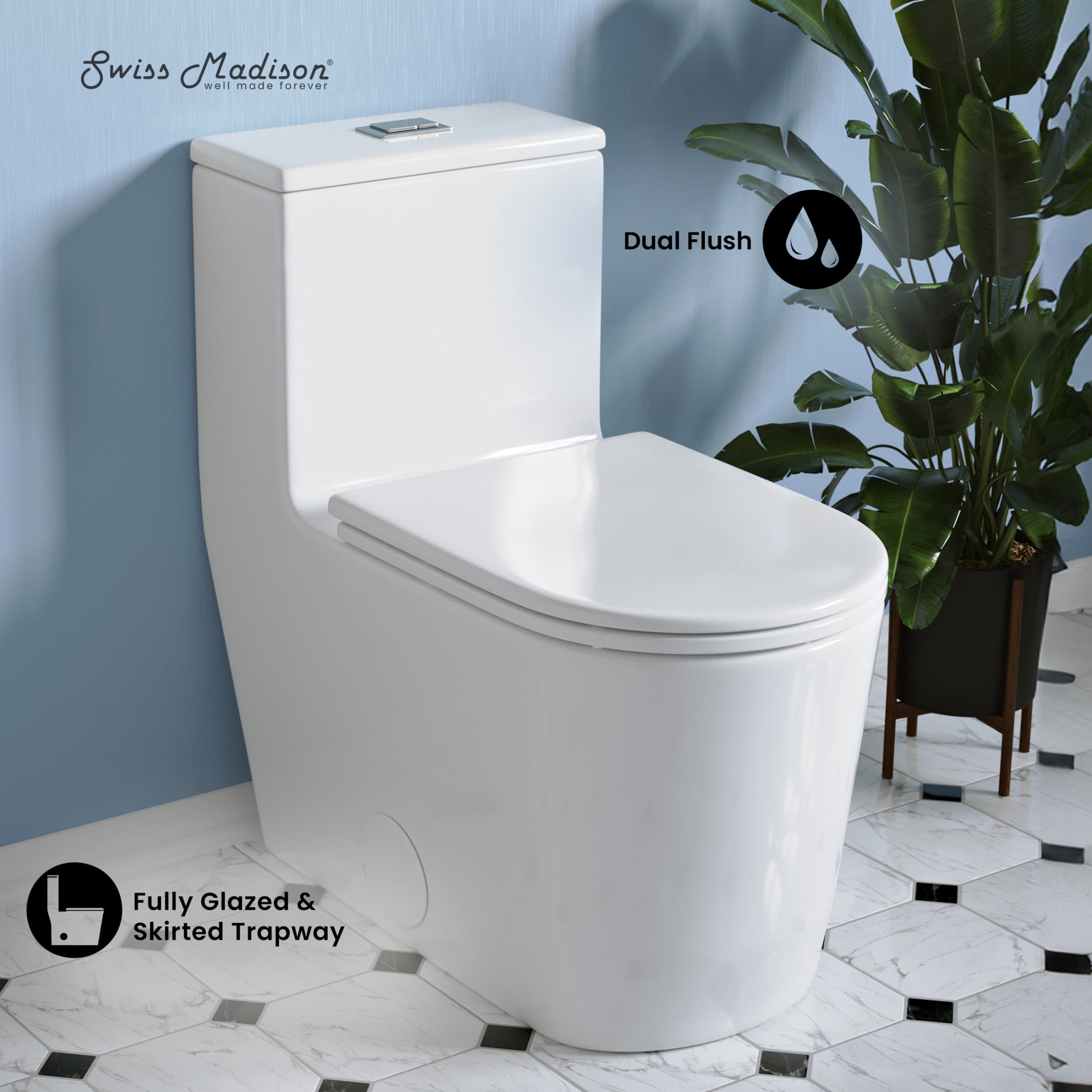 Liberte One-Piece Elongated Toilet Dual-Flush 1.1/1.6 gpf