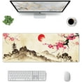 thumbnail image 2 of Japanese Landscape Cherry Blossom Gaming Mouse Pad XL, Non Slip Rubber Base Mousepad, Stitched Edges Desk Pad, Extended Large Mice Pad,31.5 X 11.8 Inch, 2 of 6