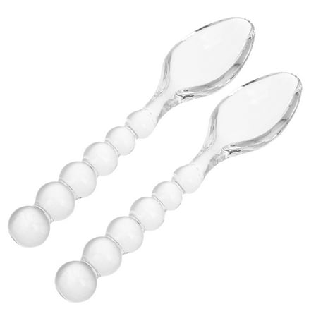 FOLOYORI Eating Spoons Glass Bead Handle 2PCS For Hosts