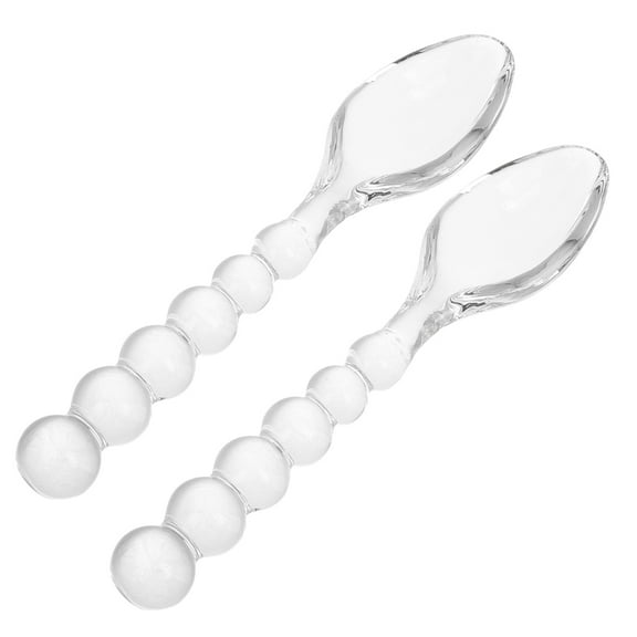 FOLOYORI Eating Spoons Glass Bead Handle 2PCS For Hosts