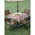thumbnail image 3 of Outdoor Tablecloth with Umbrella Hole and Zipper, Easter Bunny Square Table Cloth 54x54 Inch Waterproof Tablecloth, Spring Easter Eggs Chick Floral Pink Check Picnic Table Cover for Patio Camping, 3 of 7